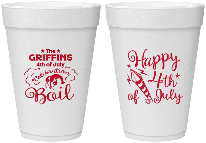 Personalized 4th Of July 16 oz Foam Cups - Crawfish Boil | 220018