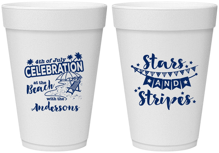 Personalized 4th Of July 16 oz Foam Cups - Fireworks | 220021