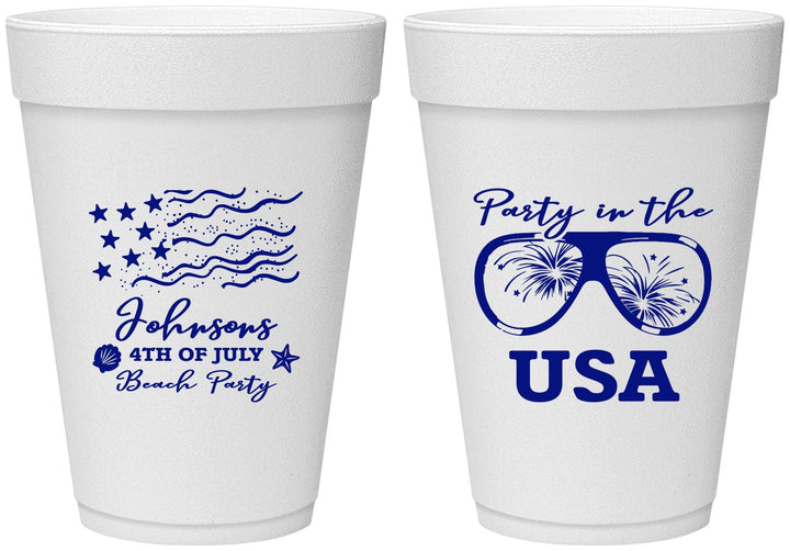 Personalized 4th Of July 16 oz Foam Cups - Party In The Usa | 220023