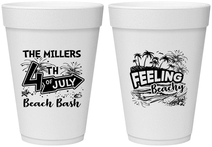 Personalized 4th Of July 16 oz Foam Cups - Feeling Beachy | 220024