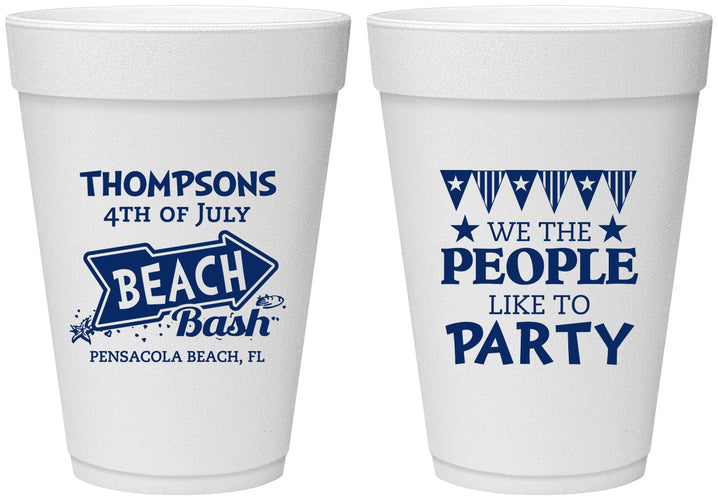 Personalized 4th Of July 16 oz Foam Cups - We The People | 220025