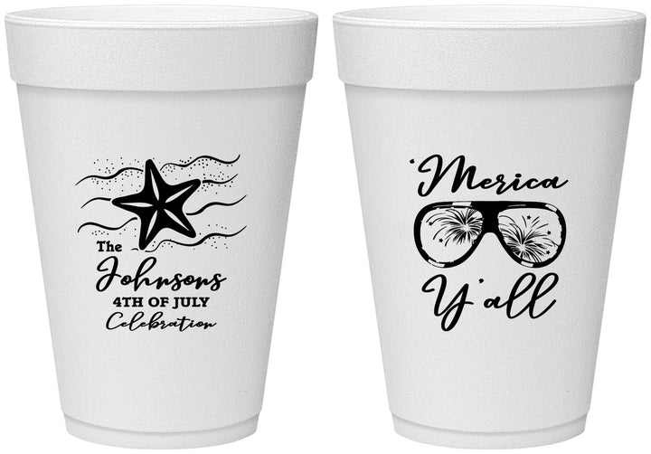 Personalized 4th Of July 16 oz Foam Cups - Beach Merica Yall | 220028