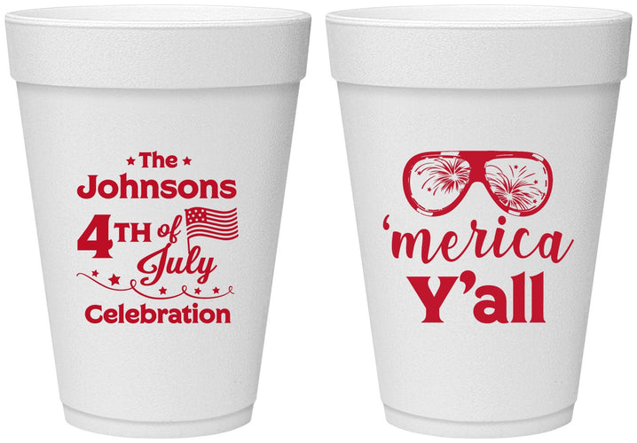 Personalized 4th Of July 16 oz Foam Cups - Merica Yall | 220034