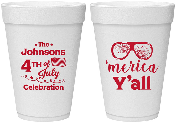 Personalized 4th Of July 16 oz Foam Cups - Merica Yall | 220034