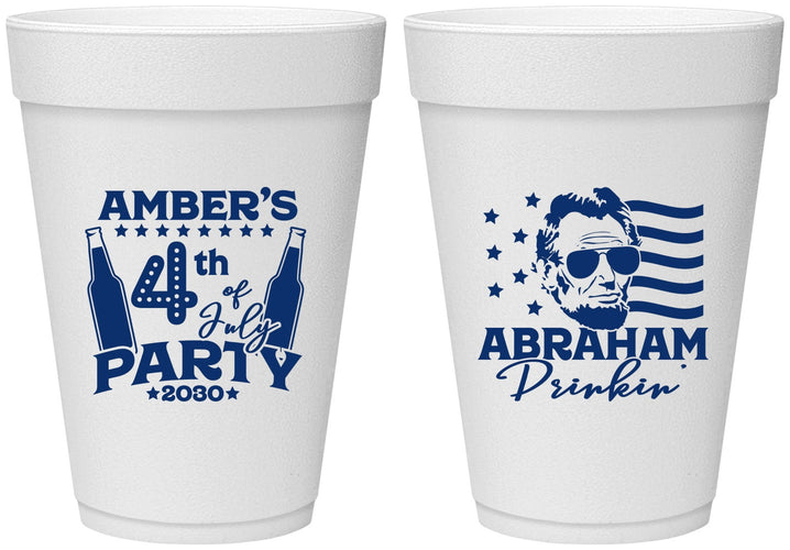 Personalized 4th Of July 16 oz Foam Cups - Abraham Drinkin | 220037