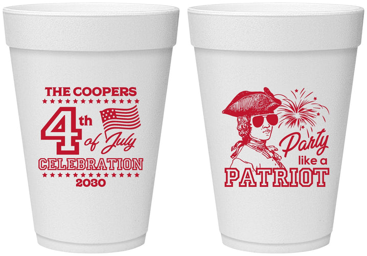 Personalized 4th Of July 16 oz Foam Cups - Patriot | 220038