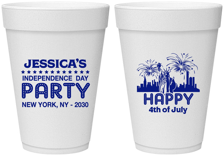 Personalized 4th Of July 16 oz Foam Cups - New York | 220039