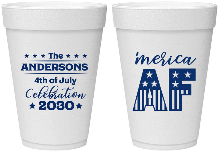 Personalized 4th Of July 16 oz Foam Cups - Merica Af | 220041