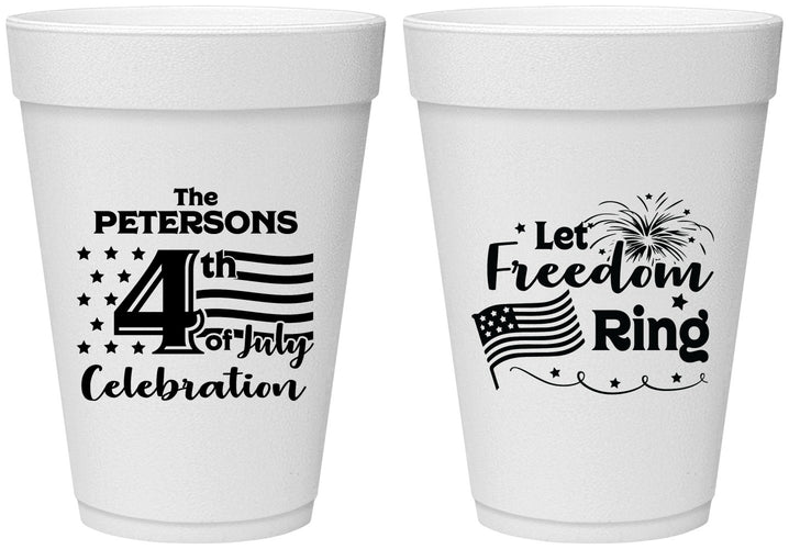 Personalized 4th Of July 16 oz Foam Cups - Fireworks | 220048