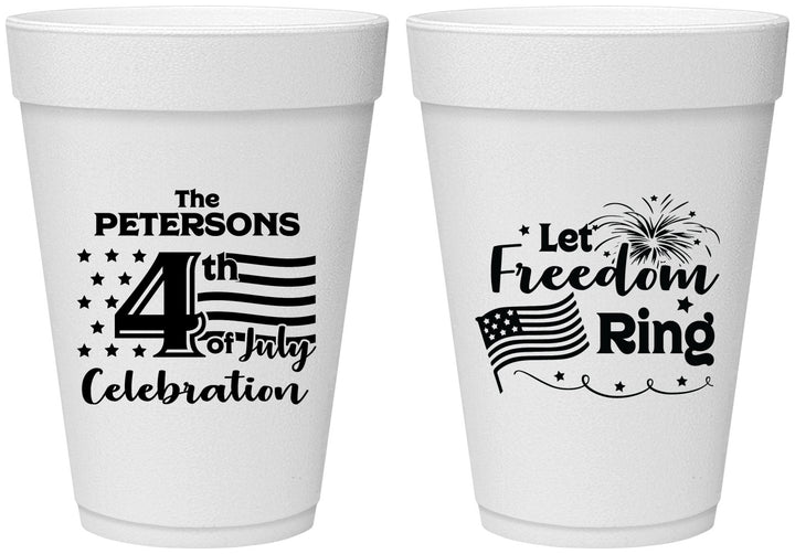 Personalized 4th Of July 16 oz Foam Cups - Fireworks | 220048