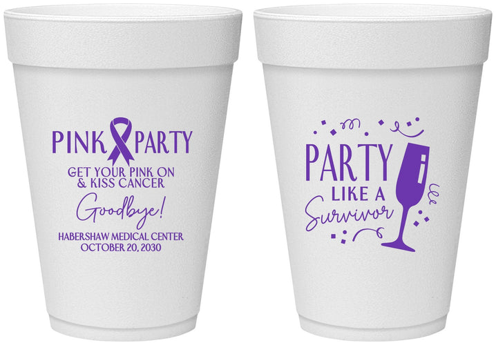 Personalized Awareness 16 oz Foam Cups - Pink Party | 230000