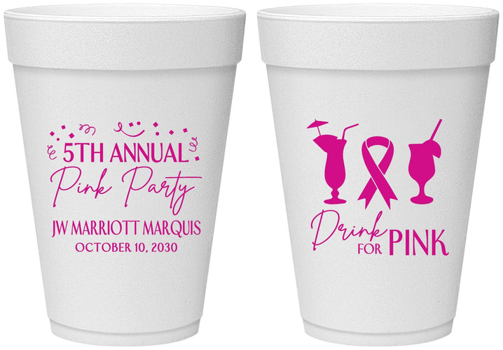 Personalized Awareness 16 oz Foam Cups - Drink For Pink | 230001