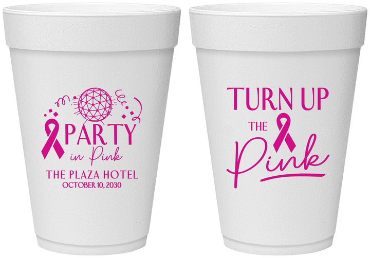 Personalized Awareness 16 oz Foam Cups - Party In Pink | 230002