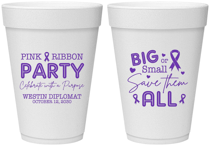 Personalized Awareness 16 oz Foam Cups - Pink Ribbon | 230004
