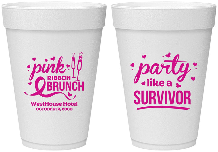 Personalized Awareness 16 oz Foam Cups - Party Like A Survivor | 230005