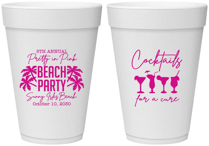Personalized Awareness 16 oz Foam Cups - Beach Party | 230007