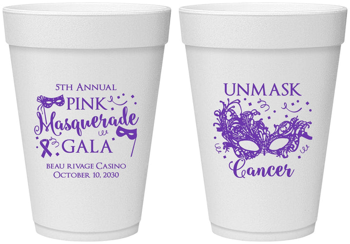 Personalized Awareness 16 oz Foam Cups - Masquerade | 230008
