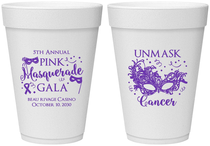 Personalized Awareness 16 oz Foam Cups - Masquerade | 230008
