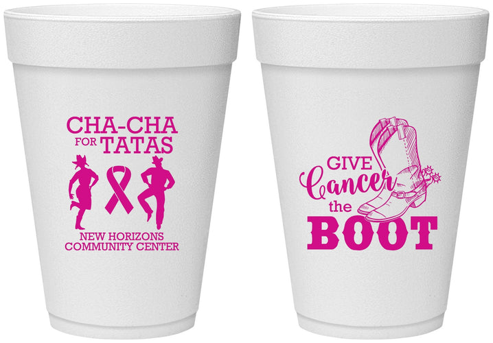 Personalized Awareness 16 oz Foam Cups - Give Cancer A Boot | 230011