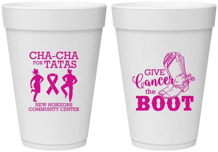 Personalized Awareness 16 oz Foam Cups - Give Cancer A Boot | 230011