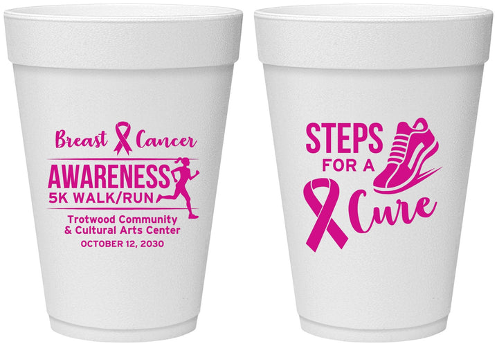 Personalized Awareness 16 oz Foam Cups - Steps For A Cure | 230014