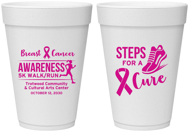 Personalized Awareness 16 oz Foam Cups - Steps For A Cure | 230014