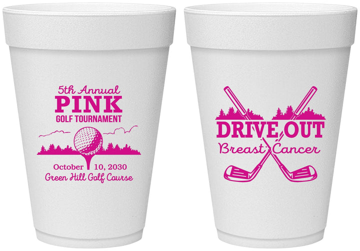 Personalized Awareness 16 oz Foam Cups - Gold Drive Out | 230017
