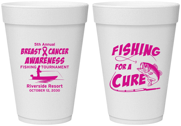 Personalized Awareness 16 oz Foam Cups - Fishing For A Cure | 230018