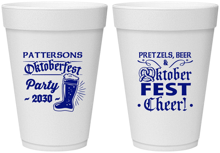 Personalized Oktoberfest 16 oz Foam Cups - Pretzel | 240001