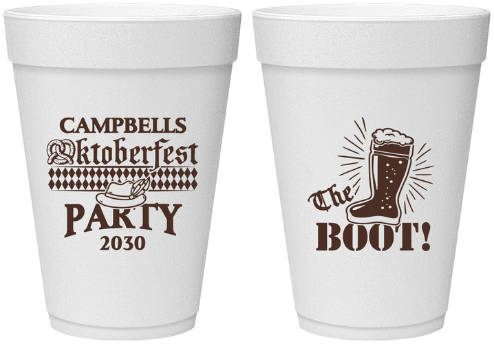 Personalized Oktoberfest 16 oz Foam Cups - Boot | 240006