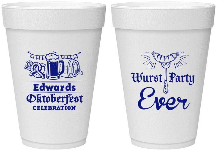 Personalized Oktoberfest 16 oz Foam Cups - Wurst Party Ever | 240008