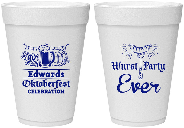 Personalized Oktoberfest 16 oz Foam Cups - Wurst Party Ever | 240008