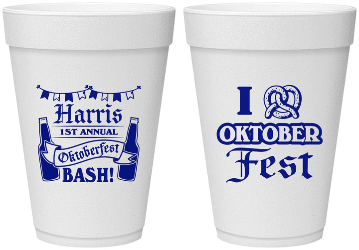 Personalized Oktoberfest 16 oz Foam Cups - Pretzel | 240009