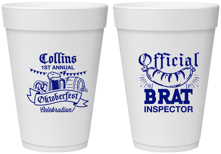 Personalized Oktoberfest 16 oz Foam Cups - Brat Inspector | 240011