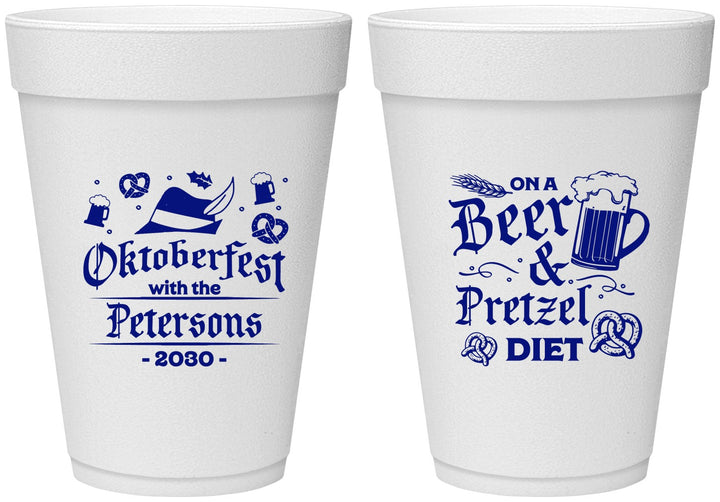 Personalized Oktoberfest 16 oz Foam Cups - Pretzel | 240012