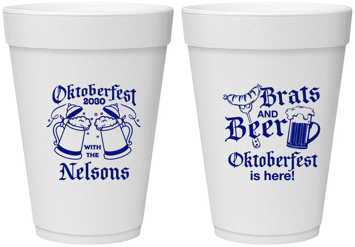 Personalized Oktoberfest 16 oz Foam Cups - Brats Beer | 240013