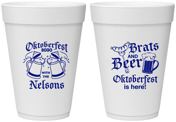 Personalized Oktoberfest 16 oz Foam Cups - Brats Beer | 240013
