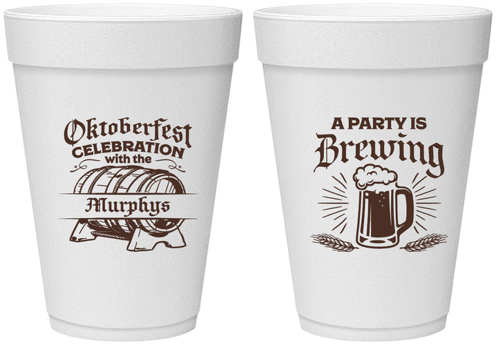 Personalized Oktoberfest 16 oz Foam Cups - Beer Keg | 240014