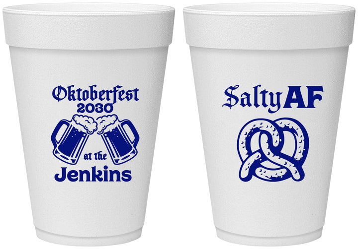 Personalized Oktoberfest 16 oz Foam Cups - Pretzel Salty Af | 240015