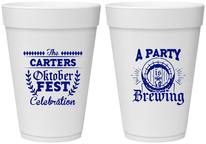Personalized Oktoberfest 16 oz Foam Cups - Beer Keg | 240017