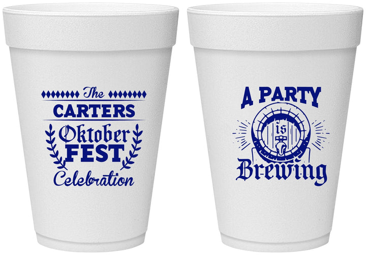 Personalized Oktoberfest 16 oz Foam Cups - Beer Keg | 240017