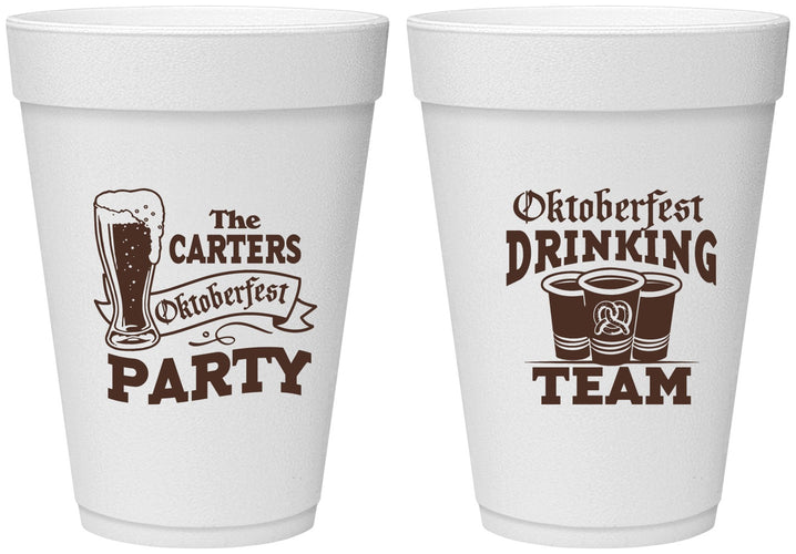 Personalized Oktoberfest 16 oz Foam Cups - Drinking Team | 240018