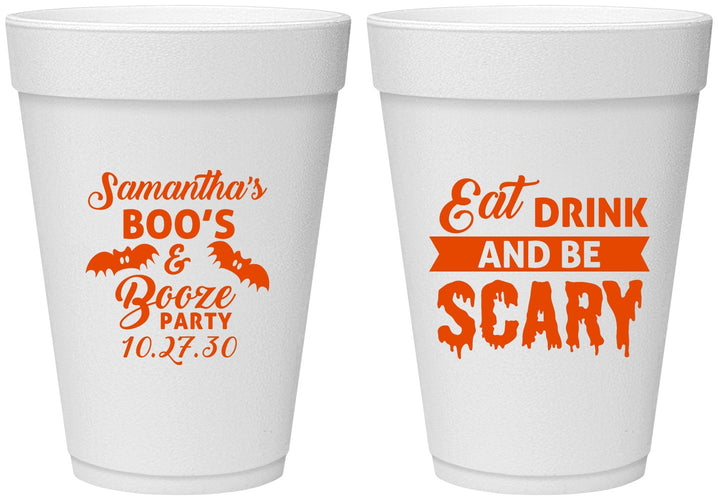 Personalized Halloween 16 oz Foam Cups - Boo Booze Scary | 250000