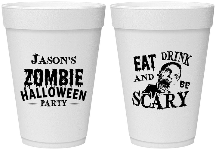 Personalized Halloween 16 oz Foam Cups - Eat Drink Be Scary | 250003