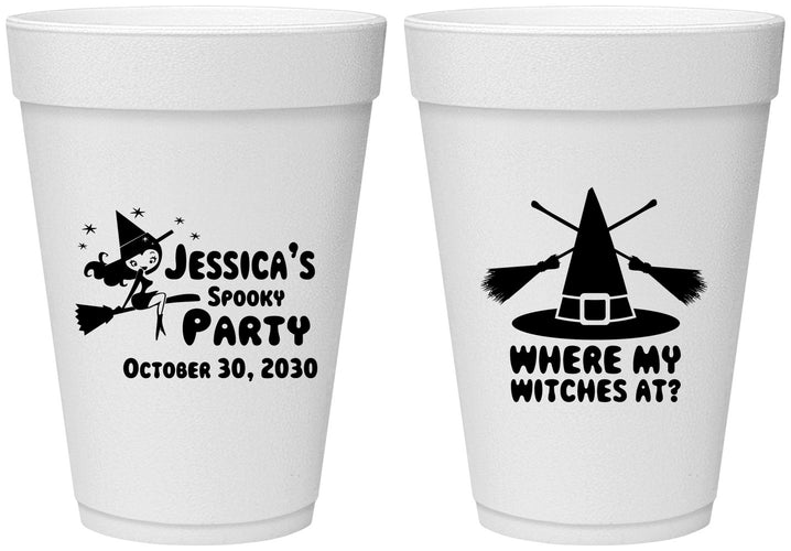 Personalized Halloween 16 oz Foam Cups - Witches | 250005