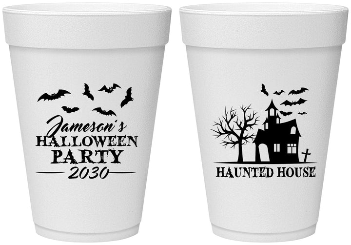Personalized Halloween 16 oz Foam Cups - Haunted House | 250006