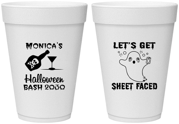 Personalized Halloween 16 oz Foam Cups - Ghost Sheet Faced | 250009