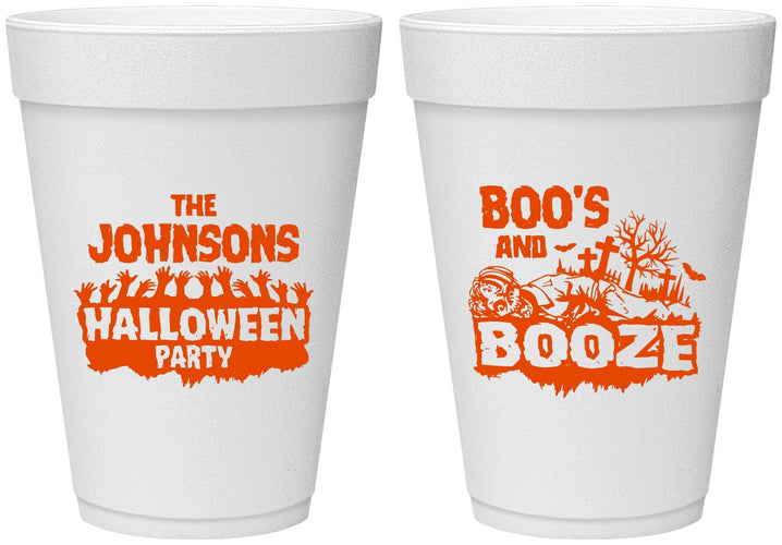 Personalized Halloween 16 oz Foam Cups - Boos And Booze | 250012