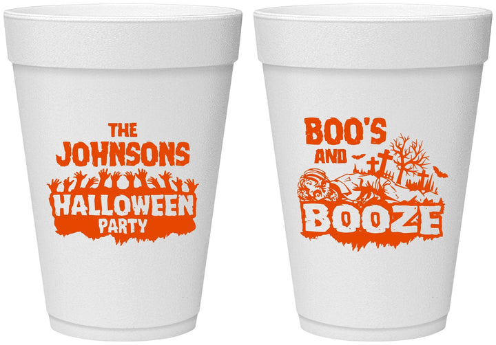 Personalized Halloween 16 oz Foam Cups - Boos And Booze | 250012