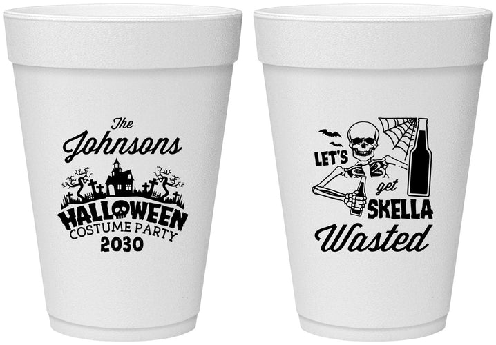 Personalized Halloween 16 oz Foam Cups - Skellawasted Skeleton | 250014